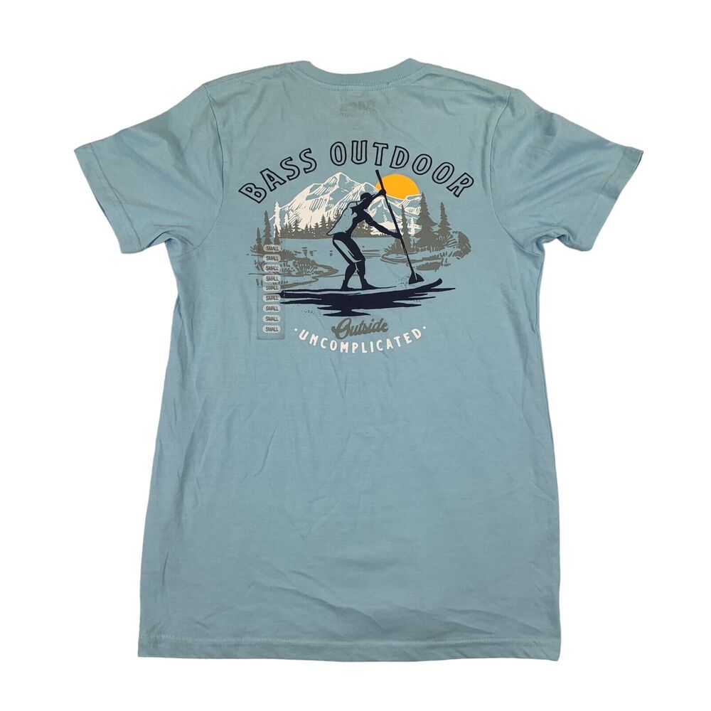 Bass Outdoor Mens Paddle Board Logo Crewneck Short Sleeve T-Shirt Sky Blue S